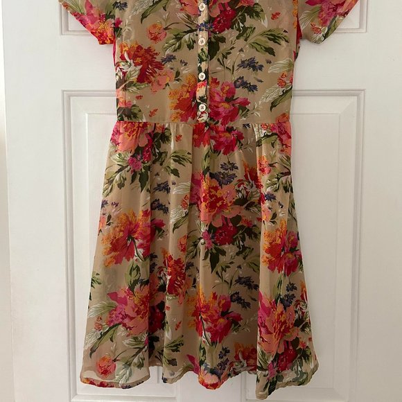 Anthropologie Floral Sheer Summer Dress - Picture 2 of 4